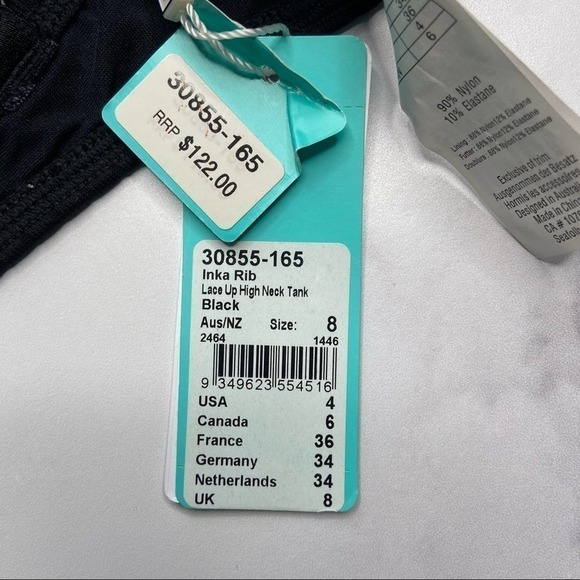 Seafolly Inka Rib Lace Up High Neck Tank NWT - Picture 11 of 12